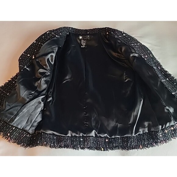 Carole Little Silk Blend Boucle Fringe Blazer Jacket Womens Petite S Career Vtg - Picture 8 of 13